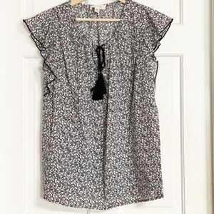 Land n Sea Black and White Tassel Shirt Top